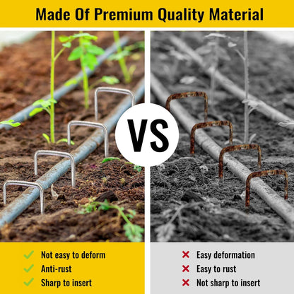 200 Pack Landscape Staples 4 Inches, Galvanized Metal Garden Stakes Landscaping Landscape Fabric Staples Sod Pins for Lawn, Barrier Fabric, Garden Fence, Ground Cover
