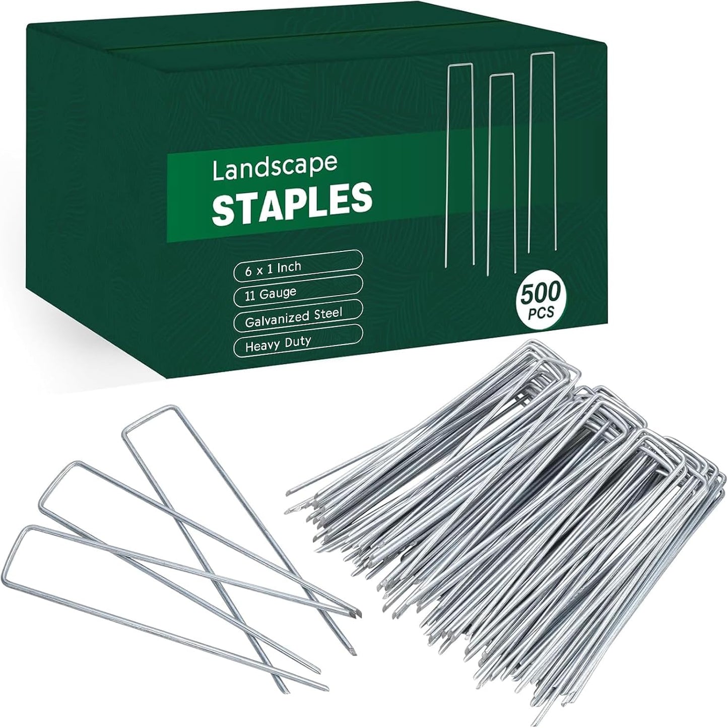 200 Pack Landscape Staples 4 Inches, Galvanized Metal Garden Stakes Landscaping Landscape Fabric Staples Sod Pins for Lawn, Barrier Fabric, Garden Fence, Ground Cover