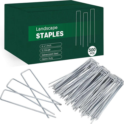 200 Pack Landscape Staples 4 Inches, Galvanized Metal Garden Stakes Landscaping Landscape Fabric Staples Sod Pins for Lawn, Barrier Fabric, Garden Fence, Ground Cover