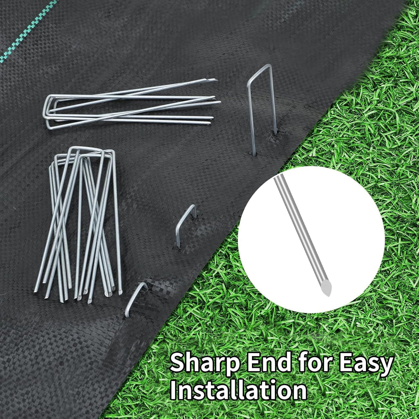 200 Pack Landscape Staples 4 Inches, Galvanized Metal Garden Stakes Landscaping Landscape Fabric Staples Sod Pins for Lawn, Barrier Fabric, Garden Fence, Ground Cover