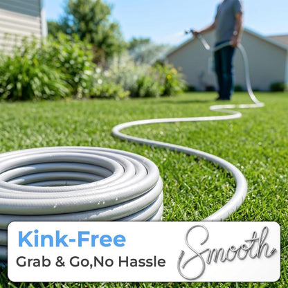 5/8" x 10 ft Leader Hybrid Garden Hose - No Kink Leakproof Heavy Duty Flexible Lightweight Durable Water Hose - Female to Female Fittings for Reel Cart, Gardening, Lawn & Car Wash