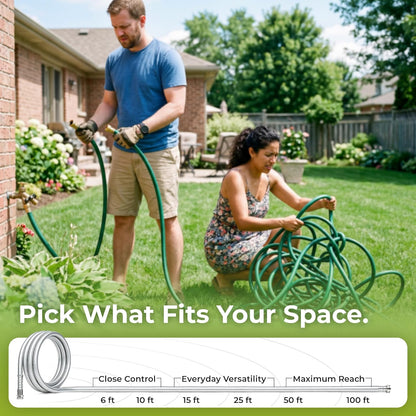 5/8" x 10 ft Leader Hybrid Garden Hose - No Kink Leakproof Heavy Duty Flexible Lightweight Durable Water Hose - Female to Female Fittings for Reel Cart, Gardening, Lawn & Car Wash