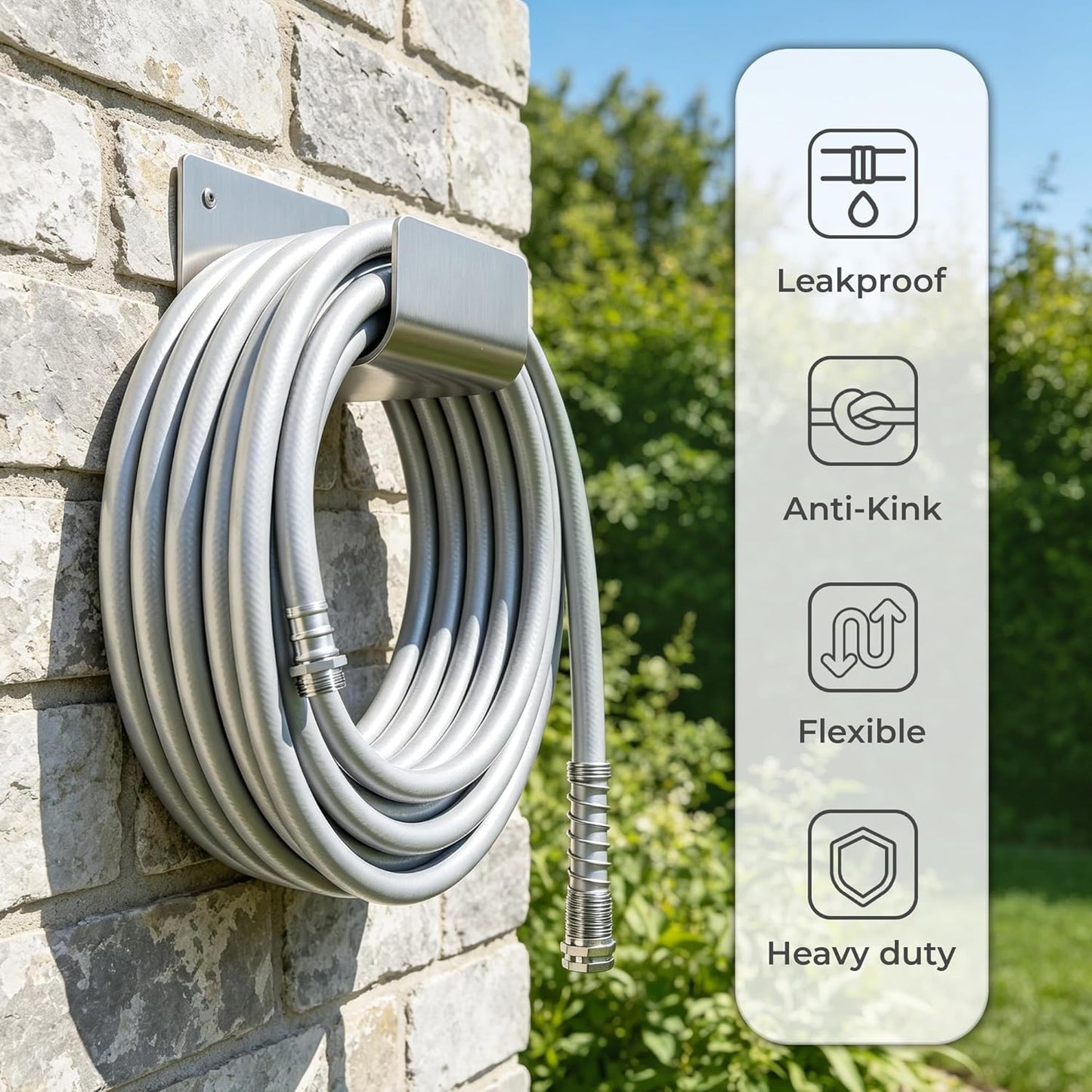 5/8" x 10 ft Leader Hybrid Garden Hose - No Kink Leakproof Heavy Duty Flexible Lightweight Durable Water Hose - Female to Female Fittings for Reel Cart, Gardening, Lawn & Car Wash