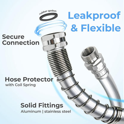 5/8" x 10 ft Leader Hybrid Garden Hose - No Kink Leakproof Heavy Duty Flexible Lightweight Durable Water Hose - Female to Female Fittings for Reel Cart, Gardening, Lawn & Car Wash