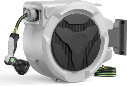 Retractable Garden Hose Reel 100+6.6ft x 5/8 in with 9 Spray Nozzle