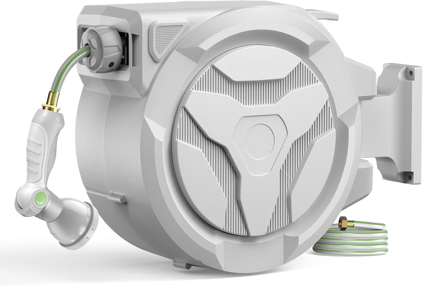 Retractable Garden Hose Reel 100+6.6ft x 5/8 in with 9 Spray Nozzle