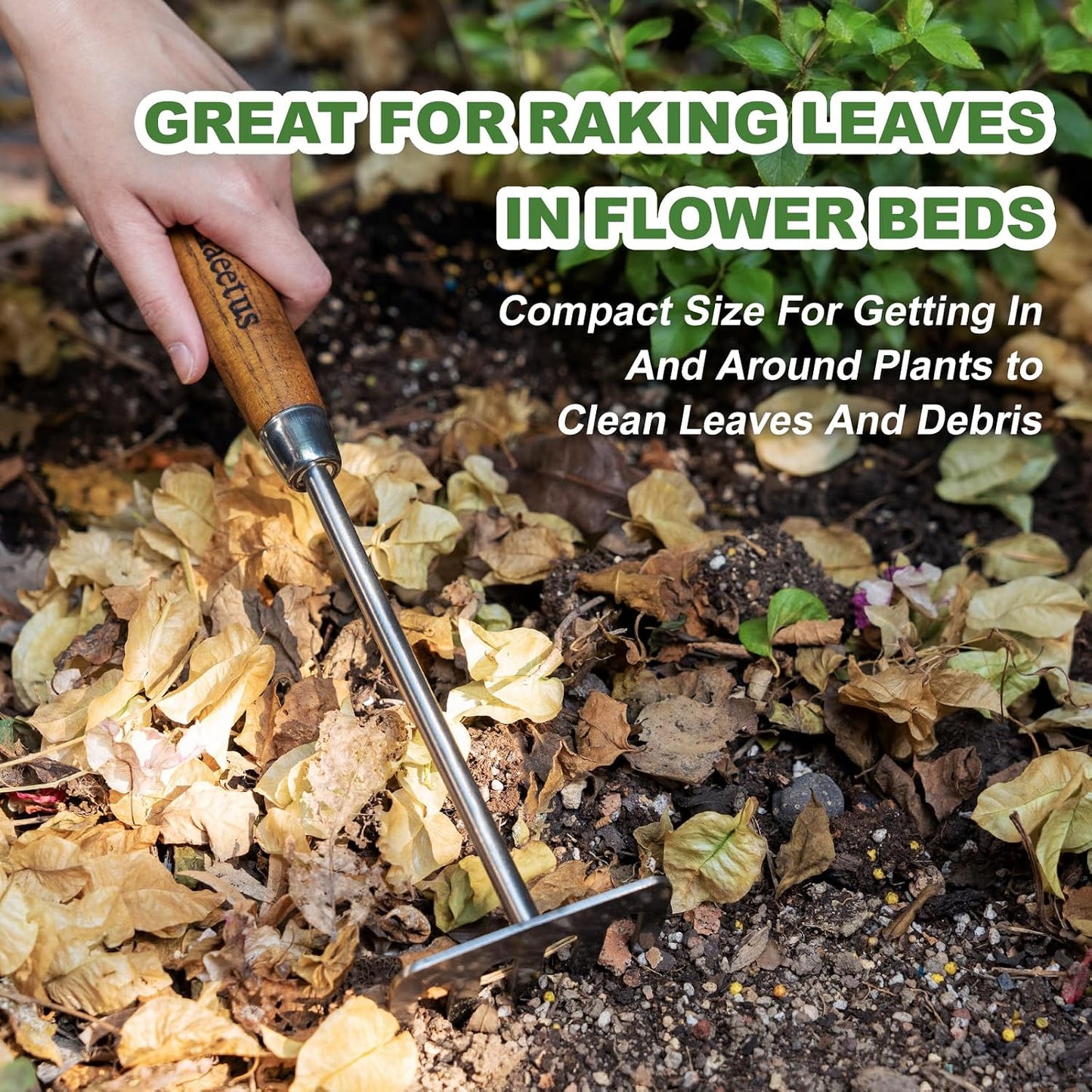 Small Rakes, 12.6'' Mini Rake for Raking Debris in Flower Beds