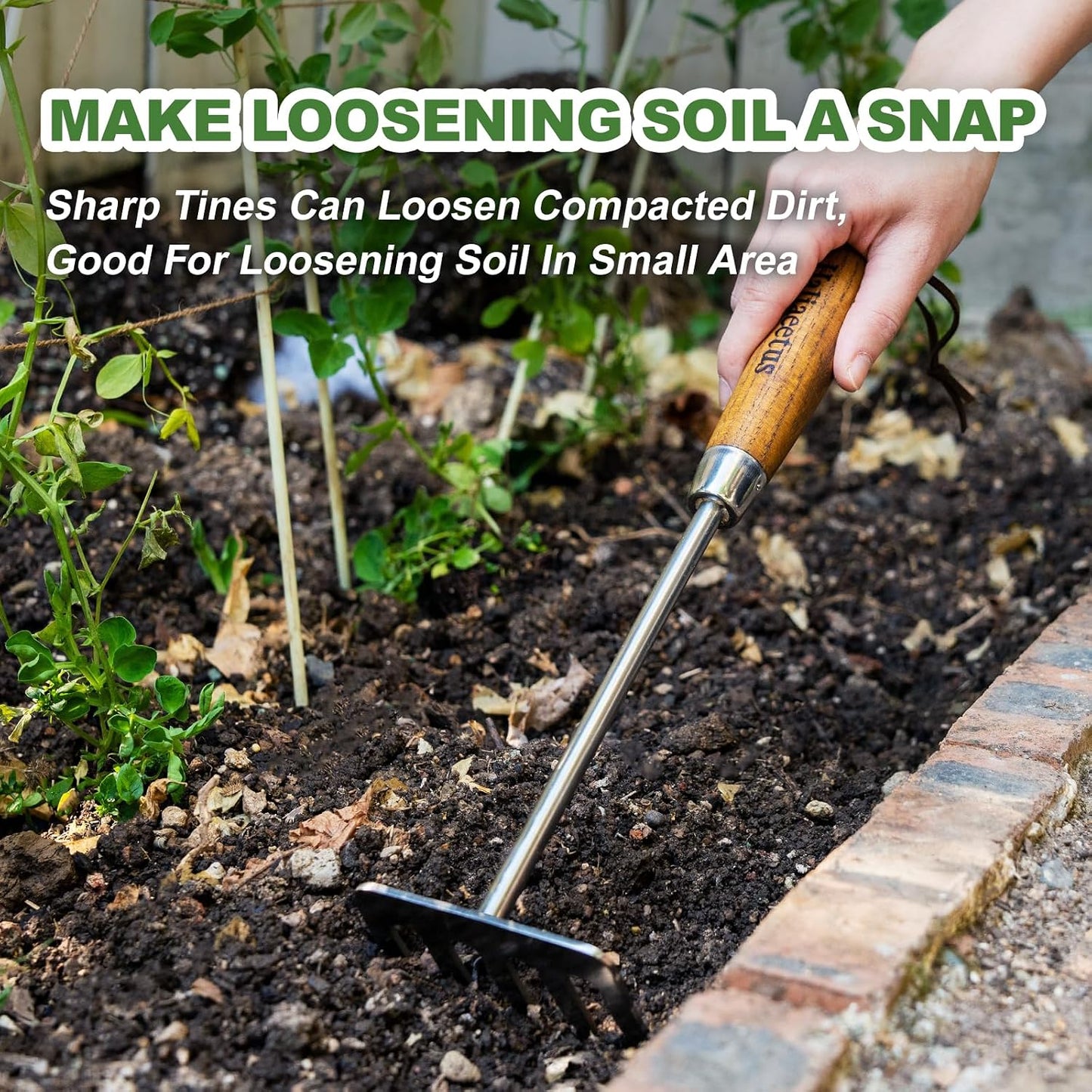 Small Rakes, 12.6'' Mini Rake for Raking Debris in Flower Beds