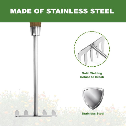 Small Rakes, 12.6'' Mini Rake for Raking Debris in Flower Beds