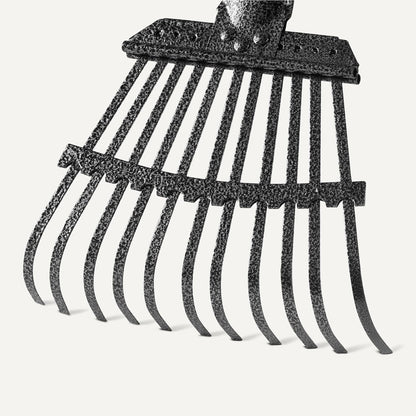 Garden Rake, Leaf rake with 38.58" - 80.51" Adjustable Steel Handle, Gardening tools for Yard Work, Olive/Black/Silver