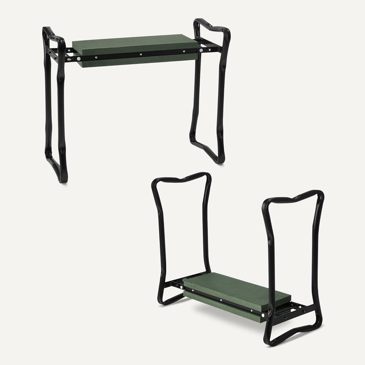 Garden Rake, Leaf rake with 38.58" - 80.51" Adjustable Steel Handle, Gardening tools for Yard Work, Olive/Black/Silver