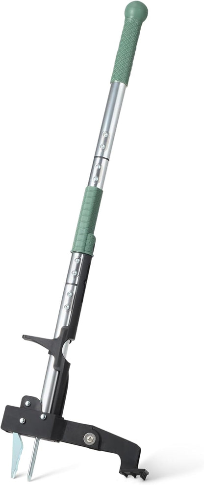 Garden Rake, Leaf rake with 38.58" - 80.51" Adjustable Steel Handle, Gardening tools for Yard Work, Olive/Black/Silver