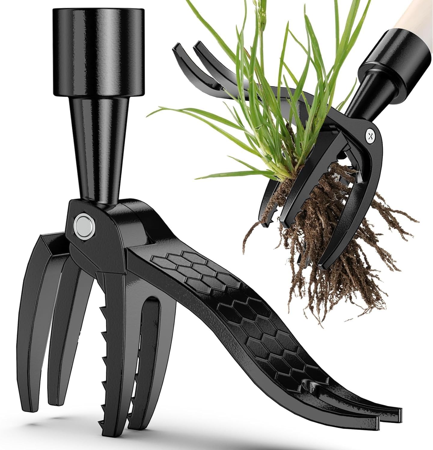 Weed Puller Tool Head Replacement, Weeding Puller Remover Tool Stand Up Heavy Duty for Yard Garden, 4 Claws Steel Head Artifact Uprooting Weeder Tool Design Easily Remove Weeds (No Handle)