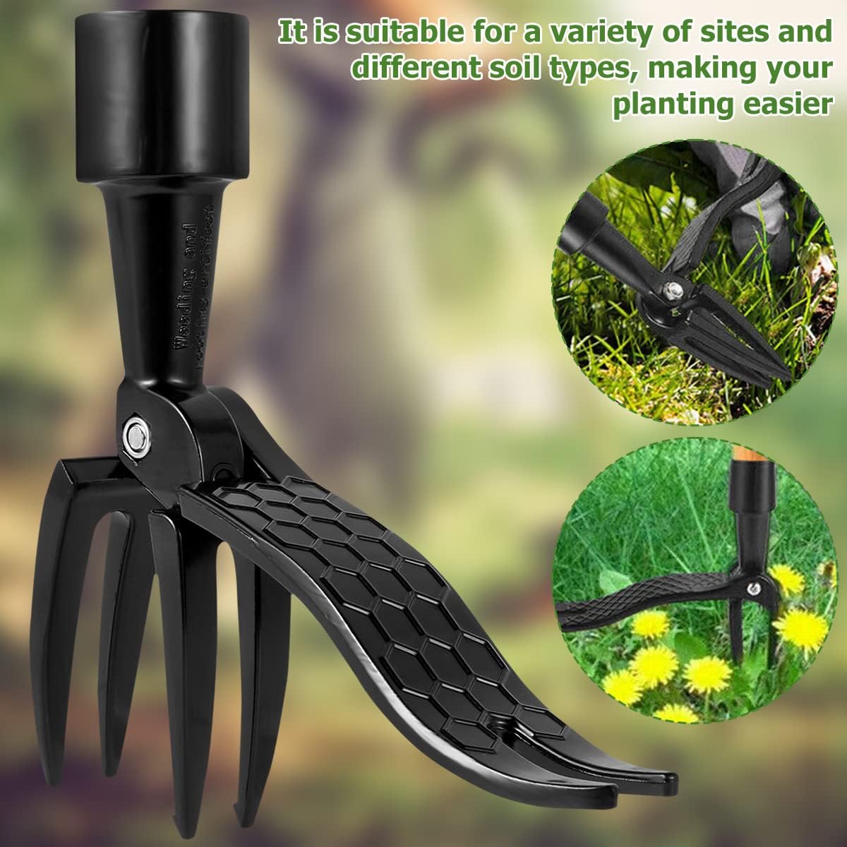 Weed Puller Tool Head Replacement, Weeding Puller Remover Tool Stand Up Heavy Duty for Yard Garden, 4 Claws Steel Head Artifact Uprooting Weeder Tool Design Easily Remove Weeds (No Handle)