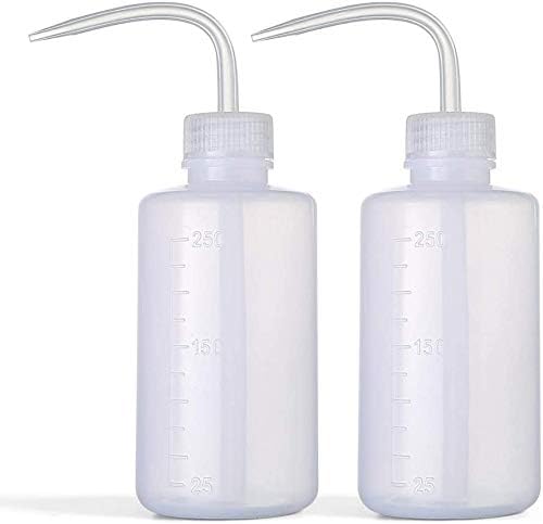 Wash Bottle 2pcs 250ml/8oz Safety Bottles Watering Tools, Economy Plastic Squeeze with Narrow Mouth Scale Labels for Medical Succulent Cleaning Washing