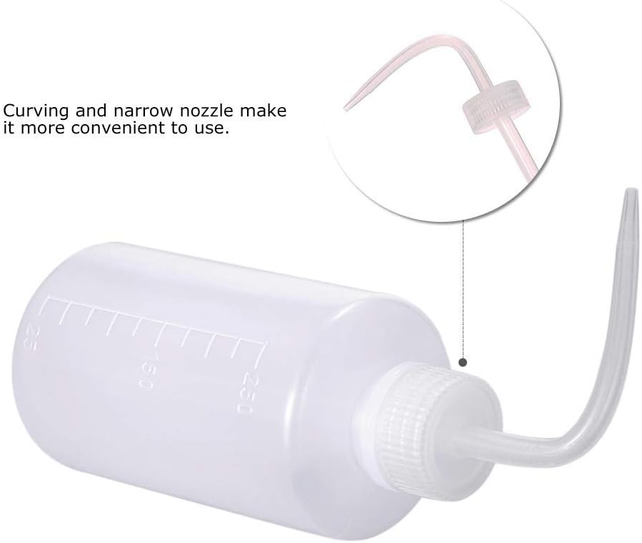 Wash Bottle 2pcs 250ml/8oz Safety Bottles Watering Tools, Economy Plastic Squeeze with Narrow Mouth Scale Labels for Medical Succulent Cleaning Washing