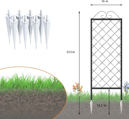 2 Pack Metal Garden Trellises for Climbing Plants, 53.5 Inch Tall Metal Fence Plant Support Trellis for Flower and Vagetable