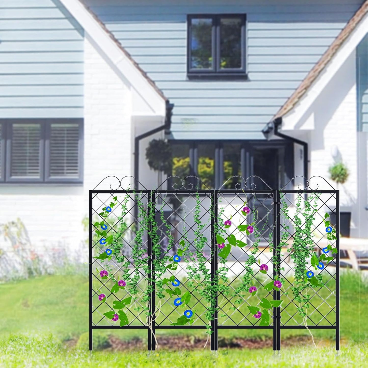 2 Pack Metal Garden Trellises for Climbing Plants, 53.5 Inch Tall Metal Fence Plant Support Trellis for Flower and Vagetable