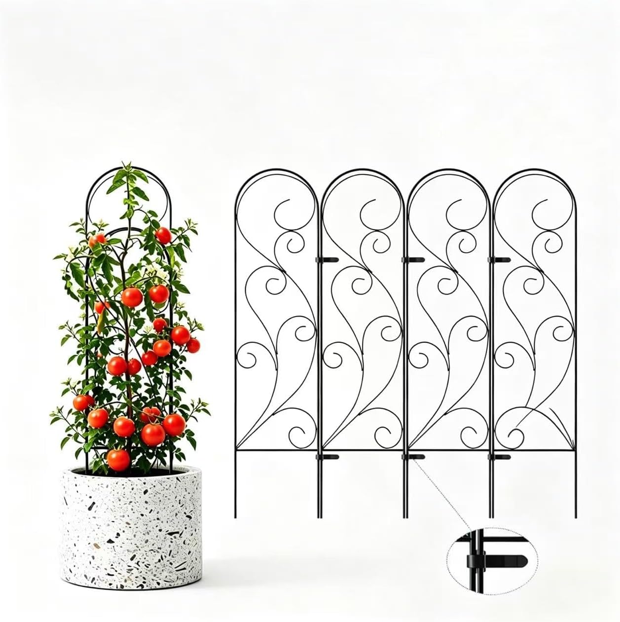 2 Pack Metal Garden Trellises for Climbing Plants, 53.5 Inch Tall Metal Fence Plant Support Trellis for Flower and Vagetable