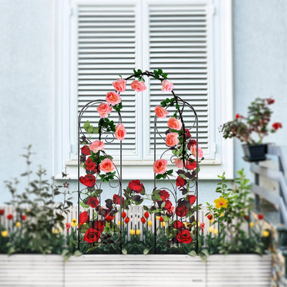 2 Pack Metal Garden Trellises for Climbing Plants, 53.5 Inch Tall Metal Fence Plant Support Trellis for Flower and Vagetable