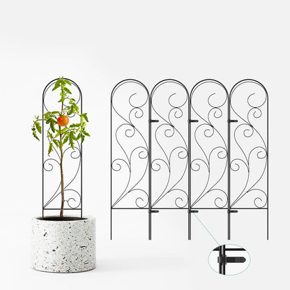 2 Pack Metal Garden Trellises for Climbing Plants, 53.5 Inch Tall Metal Fence Plant Support Trellis for Flower and Vagetable