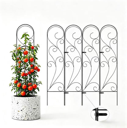 2 Pack Metal Garden Trellises for Climbing Plants, 53.5 Inch Tall Metal Fence Plant Support Trellis for Flower and Vagetable
