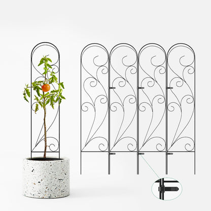2 Pack Metal Garden Trellises for Climbing Plants, 53.5 Inch Tall Metal Fence Plant Support Trellis for Flower and Vagetable