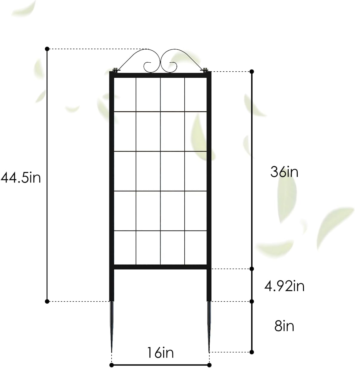2 Pack Metal Garden Trellises for Climbing Plants, 53.5 Inch Tall Metal Fence Plant Support Trellis for Flower and Vagetable