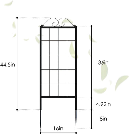 2 Pack Metal Garden Trellises for Climbing Plants, 53.5 Inch Tall Metal Fence Plant Support Trellis for Flower and Vagetable