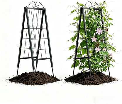 2 Pack Metal Garden Trellises for Climbing Plants, 53.5 Inch Tall Metal Fence Plant Support Trellis for Flower and Vagetable