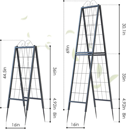 2 Pack Metal Garden Trellises for Climbing Plants, 53.5 Inch Tall Metal Fence Plant Support Trellis for Flower and Vagetable