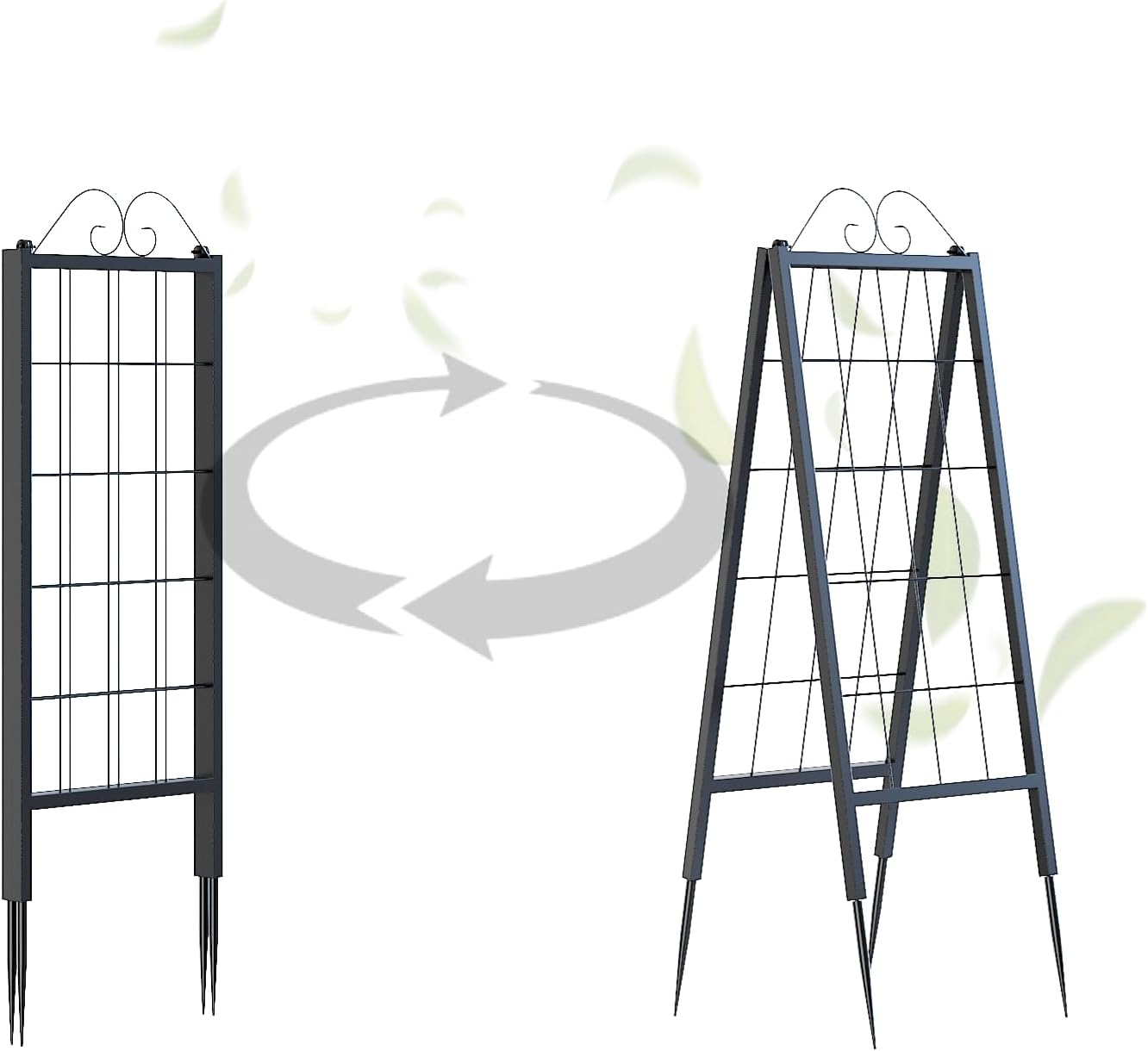 2 Pack Metal Garden Trellises for Climbing Plants, 53.5 Inch Tall Metal Fence Plant Support Trellis for Flower and Vagetable
