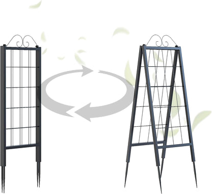 2 Pack Metal Garden Trellises for Climbing Plants, 53.5 Inch Tall Metal Fence Plant Support Trellis for Flower and Vagetable