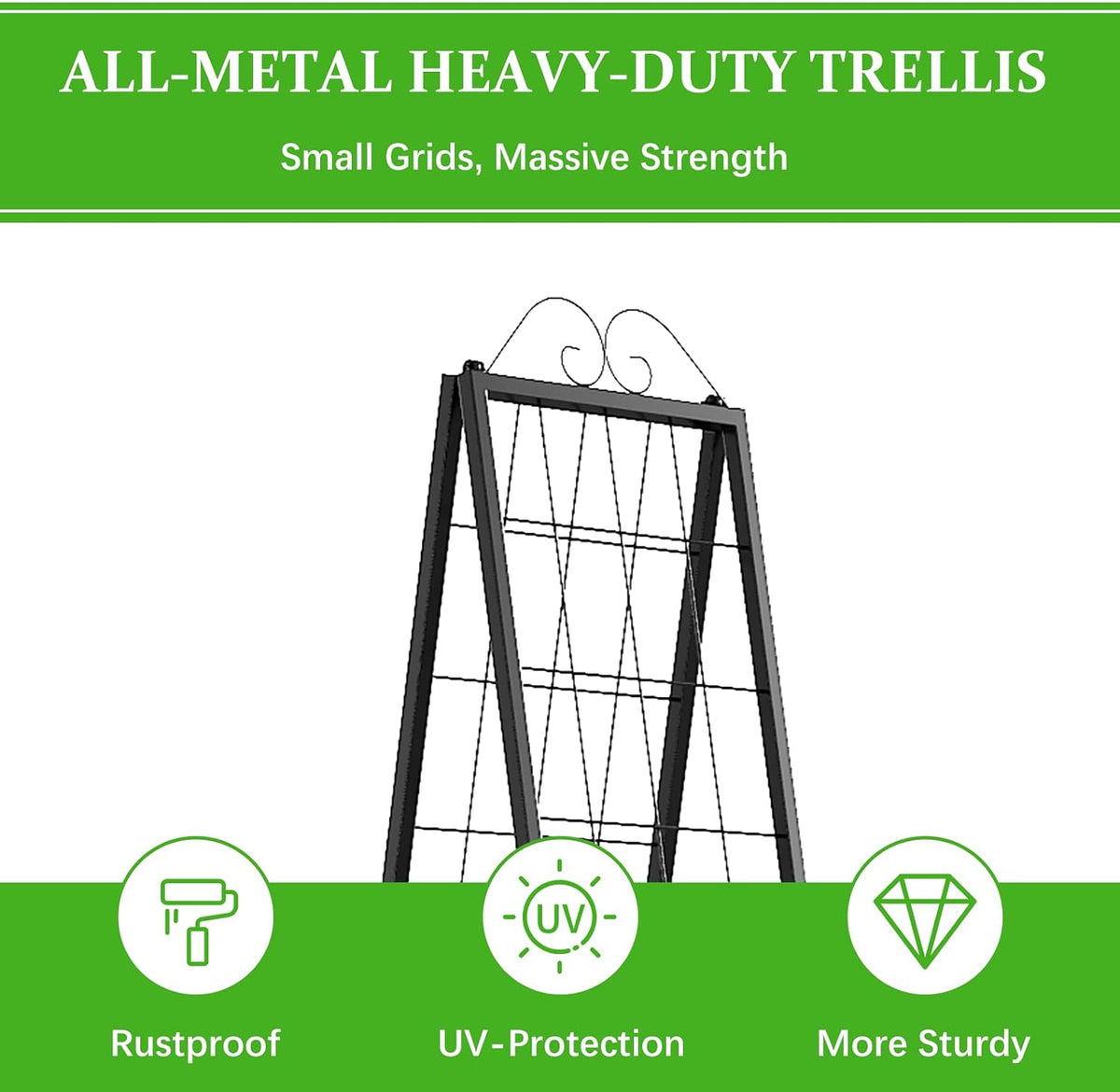 2 Pack Metal Garden Trellises for Climbing Plants, 53.5 Inch Tall Metal Fence Plant Support Trellis for Flower and Vagetable