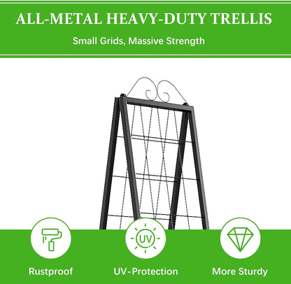 2 Pack Metal Garden Trellises for Climbing Plants, 53.5 Inch Tall Metal Fence Plant Support Trellis for Flower and Vagetable