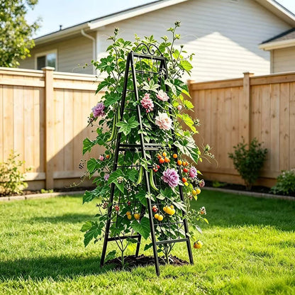 2 Pack Metal Garden Trellises for Climbing Plants, 53.5 Inch Tall Metal Fence Plant Support Trellis for Flower and Vagetable