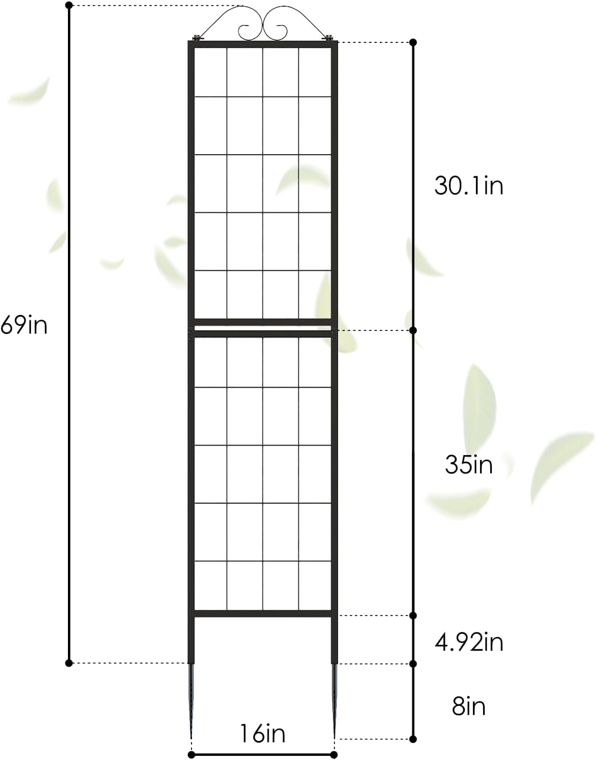 2 Pack Metal Garden Trellises for Climbing Plants, 53.5 Inch Tall Metal Fence Plant Support Trellis for Flower and Vagetable