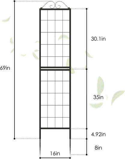 2 Pack Metal Garden Trellises for Climbing Plants, 53.5 Inch Tall Metal Fence Plant Support Trellis for Flower and Vagetable