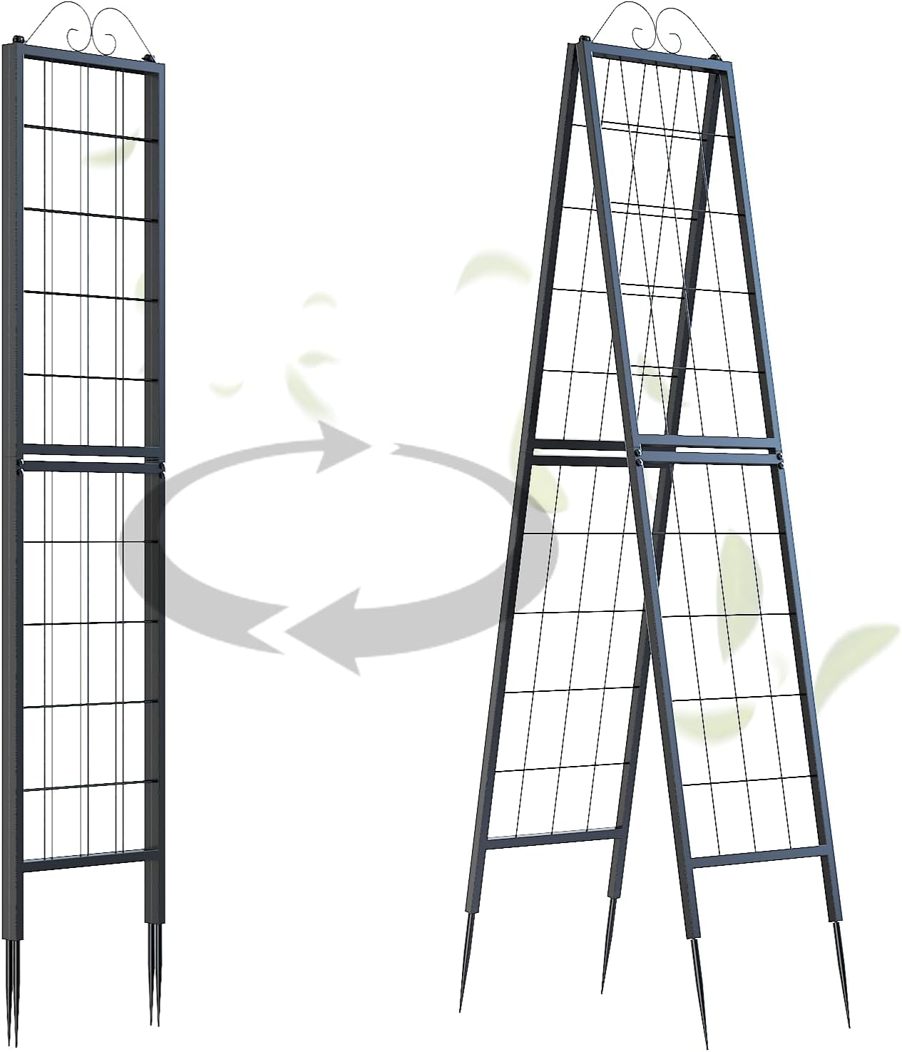 2 Pack Metal Garden Trellises for Climbing Plants, 53.5 Inch Tall Metal Fence Plant Support Trellis for Flower and Vagetable