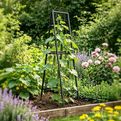 2 Pack Metal Garden Trellises for Climbing Plants, 53.5 Inch Tall Metal Fence Plant Support Trellis for Flower and Vagetable