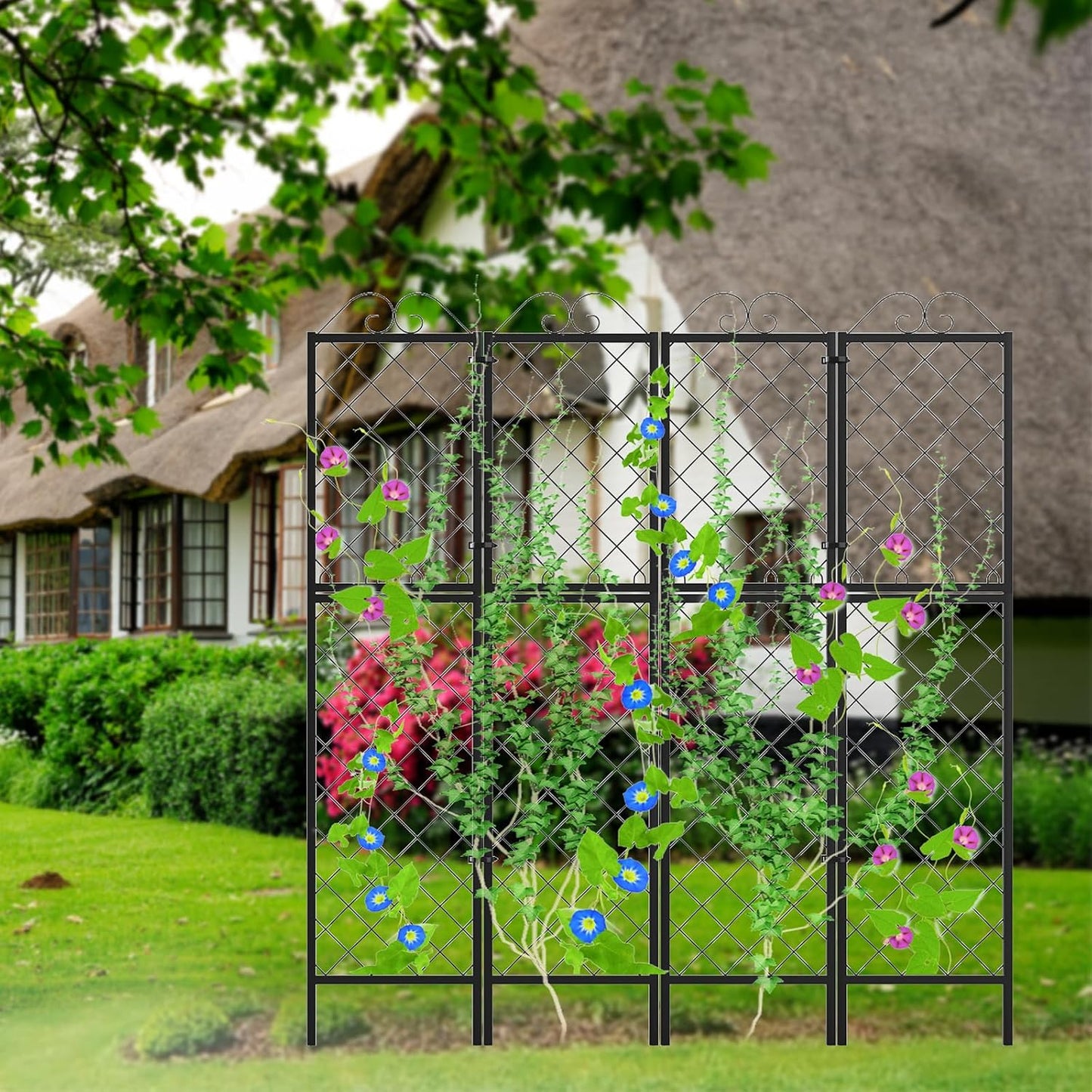 2 Pack Metal Garden Trellises for Climbing Plants, 53.5 Inch Tall Metal Fence Plant Support Trellis for Flower and Vagetable
