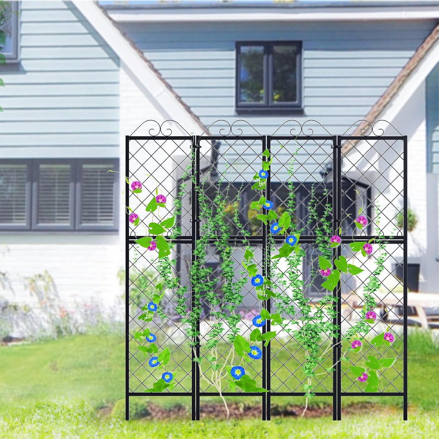 2 Pack Metal Garden Trellises for Climbing Plants, 53.5 Inch Tall Metal Fence Plant Support Trellis for Flower and Vagetable