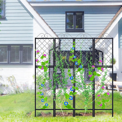 2 Pack Metal Garden Trellises for Climbing Plants, 53.5 Inch Tall Metal Fence Plant Support Trellis for Flower and Vagetable