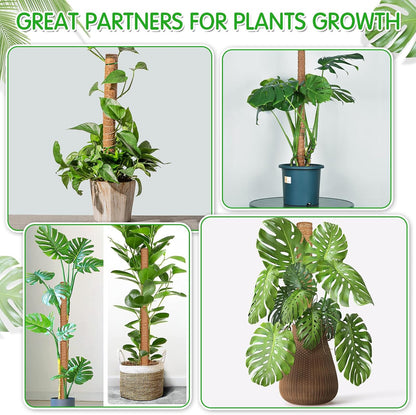 102 Inch Moss Pole for Plants Indoor (2*21.7", 2*16.5", 2*12.6") 6Pcs Coco Coir Pole Monstera Plant Support Pole for Plants Climbing with 65.6ft Twist Tie, Plant Tie and Jute Rope for Potted