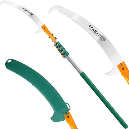 StartPro 23ft Reach Tree Pruning Saw, Telescopic, Manual, Lightweight, 18ft Extendable Pole Saw with Sharp Carbon-Enriched Blade for Efficient Tree Maintenance and High-Reach Branch Cutting.