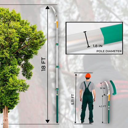 StartPro 23ft Reach Tree Pruning Saw, Telescopic, Manual, Lightweight, 18ft Extendable Pole Saw with Sharp Carbon-Enriched Blade for Efficient Tree Maintenance and High-Reach Branch Cutting.