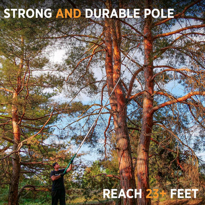 StartPro 23ft Reach Tree Pruning Saw, Telescopic, Manual, Lightweight, 18ft Extendable Pole Saw with Sharp Carbon-Enriched Blade for Efficient Tree Maintenance and High-Reach Branch Cutting.