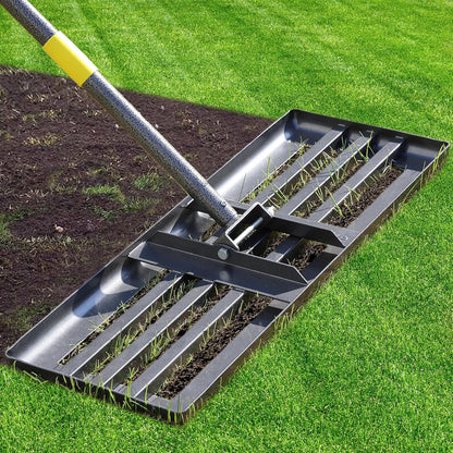 Lawn Leveling Rake - Heavy Duty 17"x10" Stainless Steel Leveler Plate,Reinforced Welds,28-60" Adjustable, Anti Flipping Smooth Edge,for Soil, Dirt,Ground,Backyard Top Dressing,Landscaping