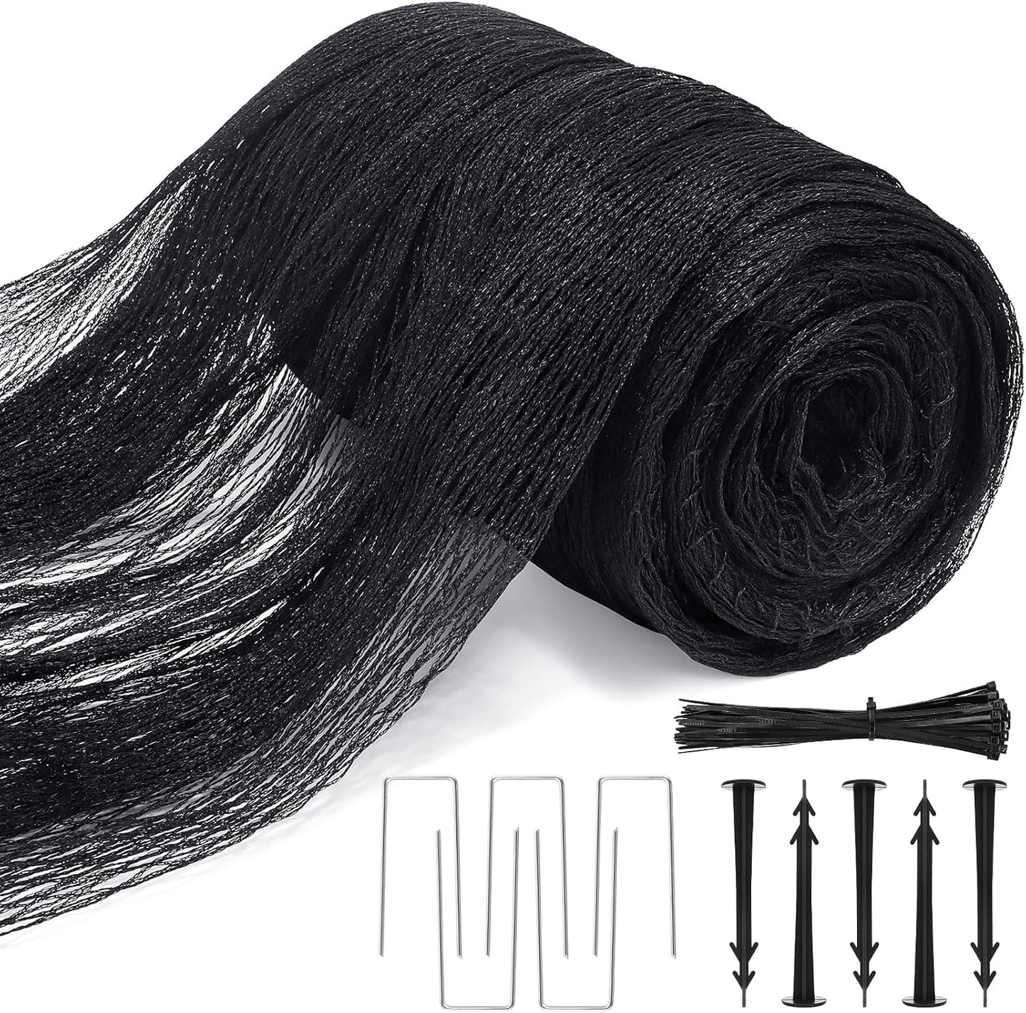 Bird Netting for Garden,8 X 65 Ft Reusable Protective Garden Netting Cover for Plants Fruit Trees Vegetables, 5/8in Mesh Heavy Duty Poultry Fence Animal Barrier with Ties and Staples