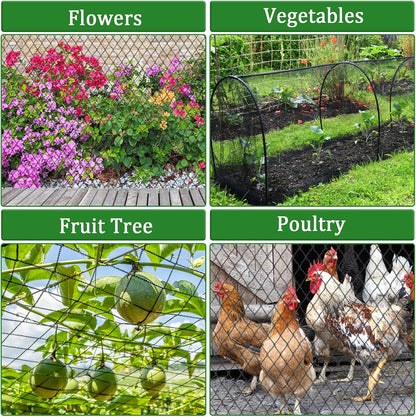 Bird Netting for Garden,8 X 65 Ft Reusable Protective Garden Netting Cover for Plants Fruit Trees Vegetables, 5/8in Mesh Heavy Duty Poultry Fence Animal Barrier with Ties and Staples